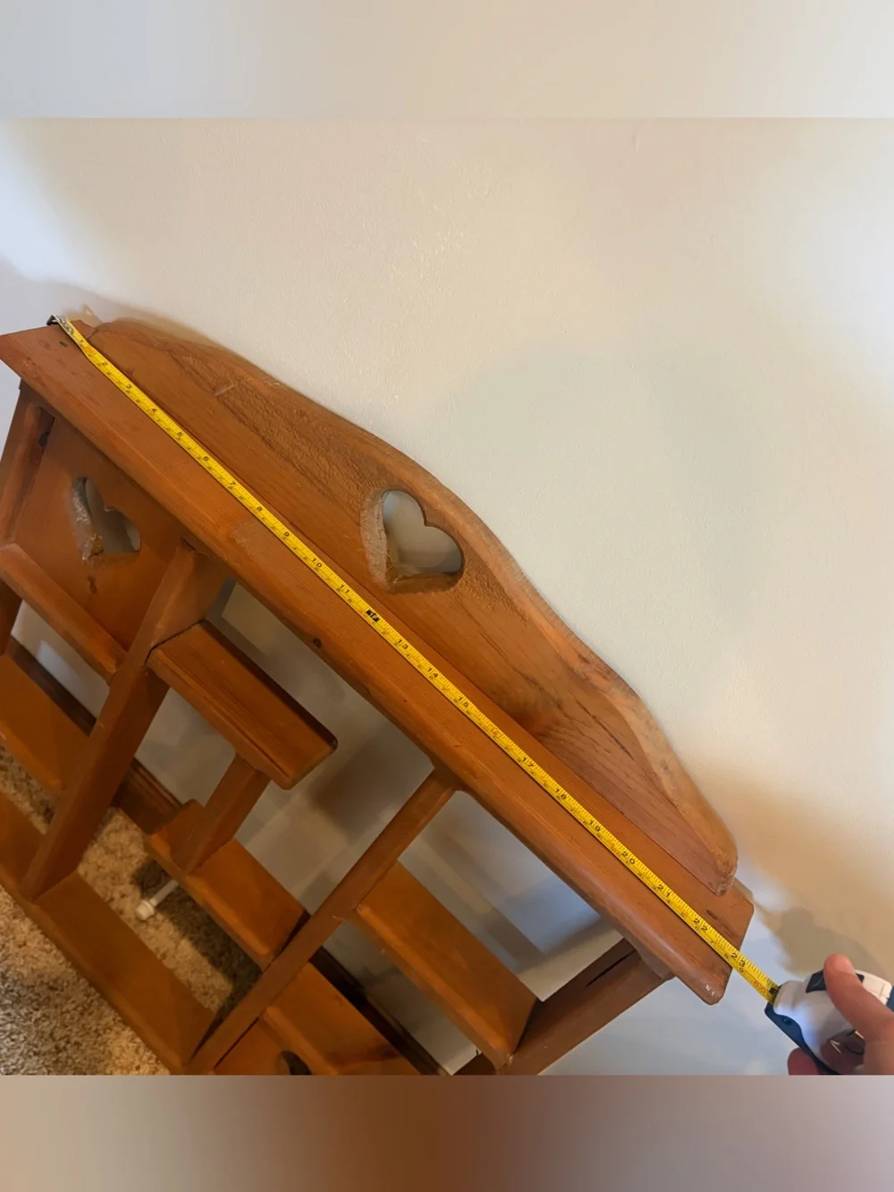 Vintage Wooden Heart Display Shelf